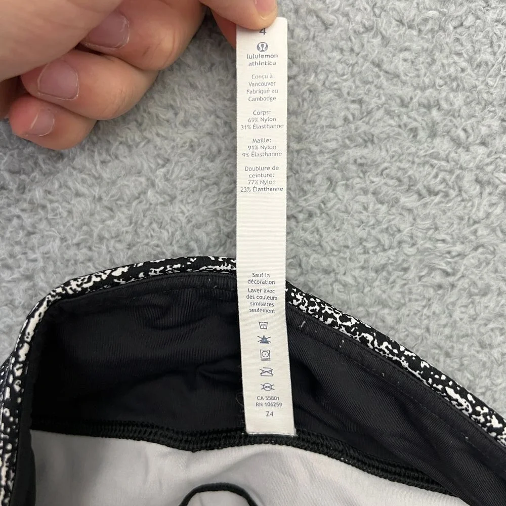 Lululemon Speed Up‎ Tight Women 4 Black White Excellent Mesh Pocket Leggings